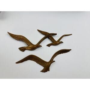 Vintage Homco Bird Seagulls Wall Art Decor Hanging Birds MCM Faux Wood. USA.